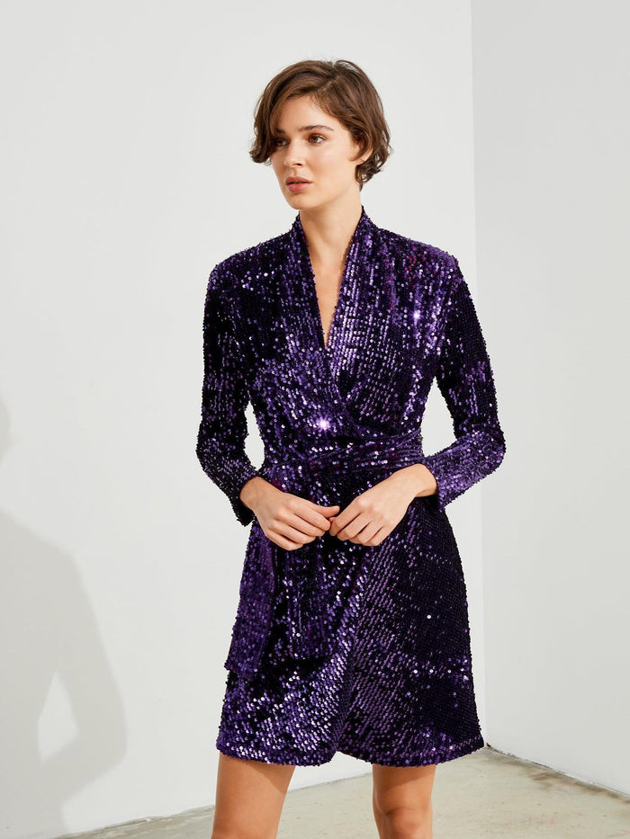 Sequined Jacket Dress Purple