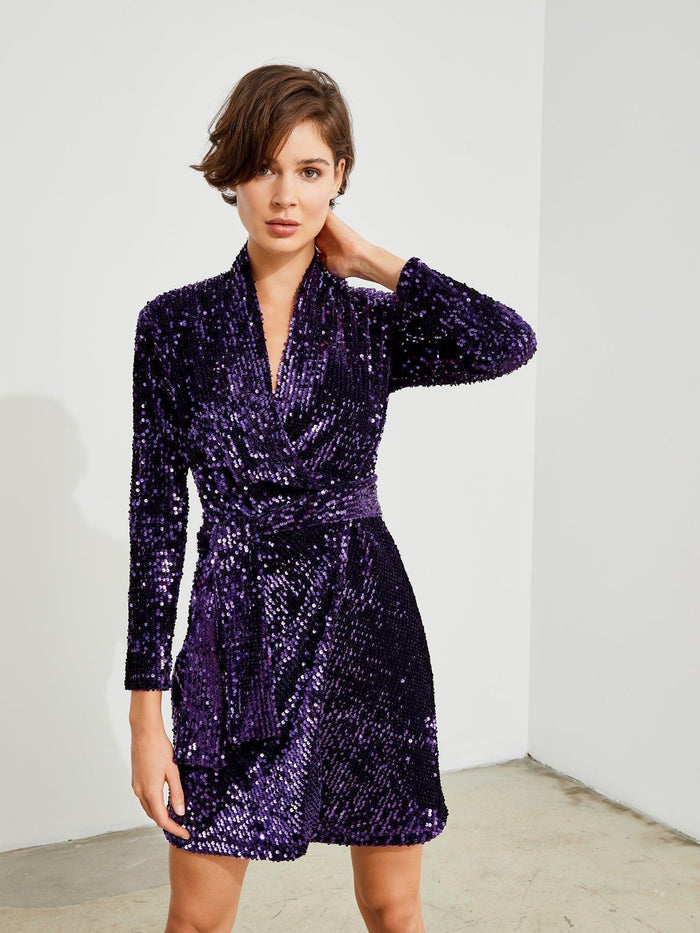 Sequined Jacket Dress Purple