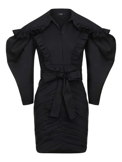 Pleated Detail Wide Neck Dress