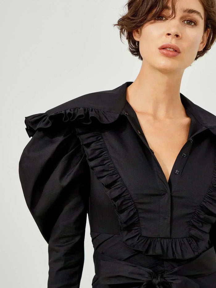 Pleated Detail Wide Neck Dress